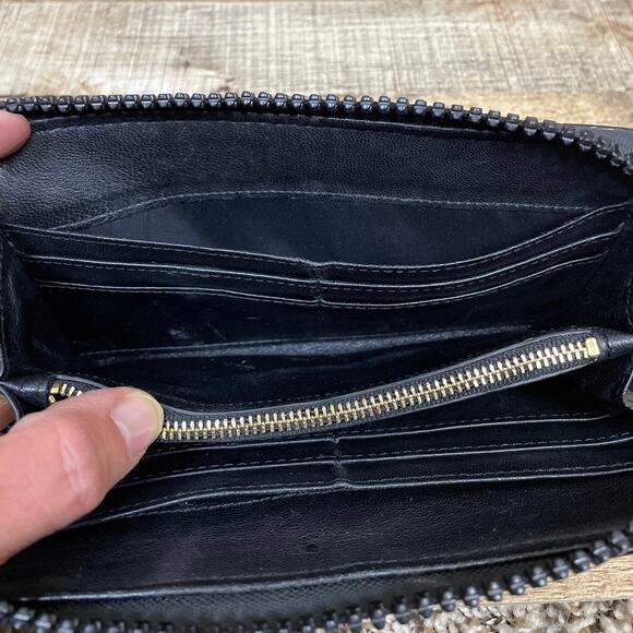 Rare Tory Burch Alice Quilted Black Nylon Continental Wallet Zip Around - Picture 7 of 10